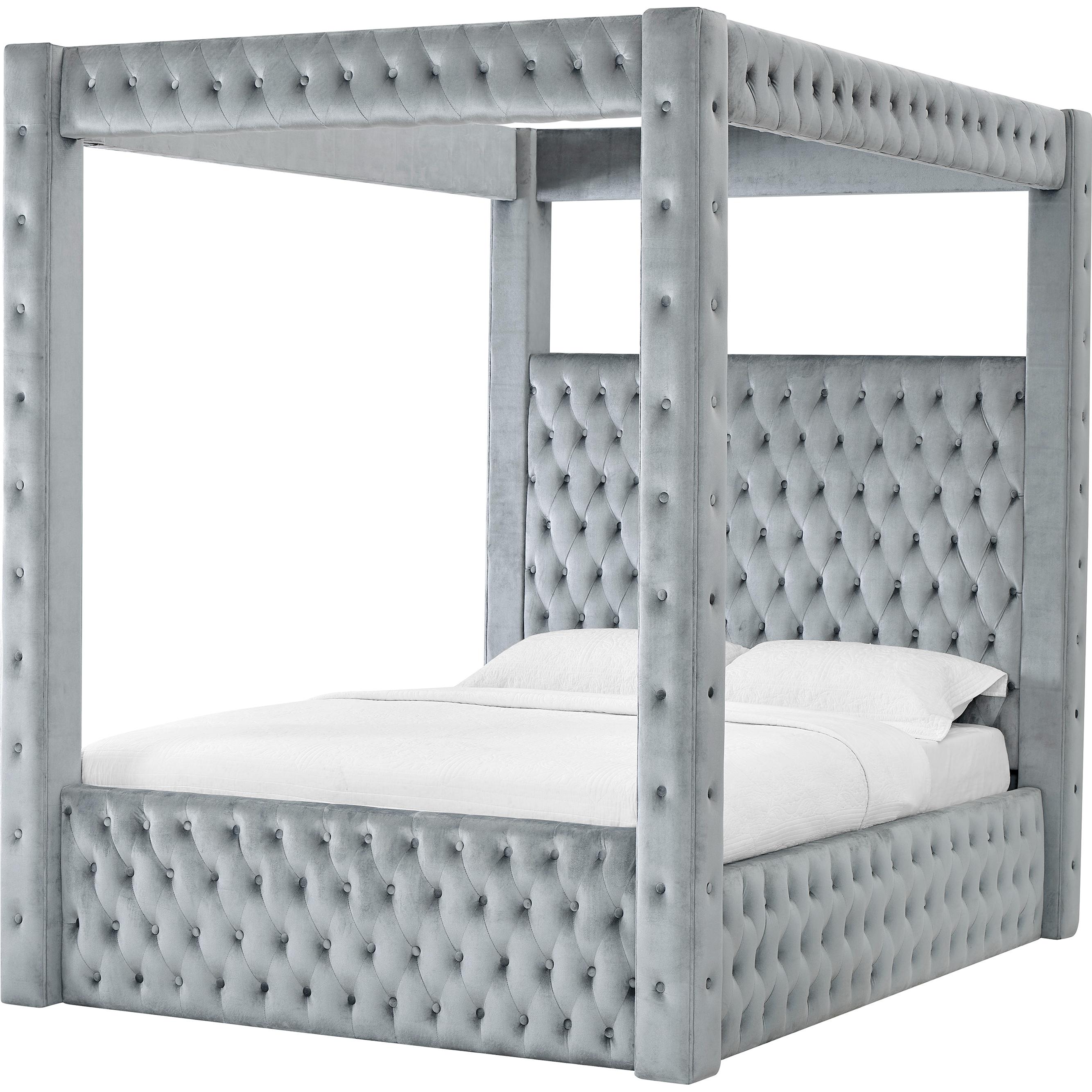 Crown Mark Annabelle 5114GY-Q Queen Canopy Bed - Grey IMAGE 1